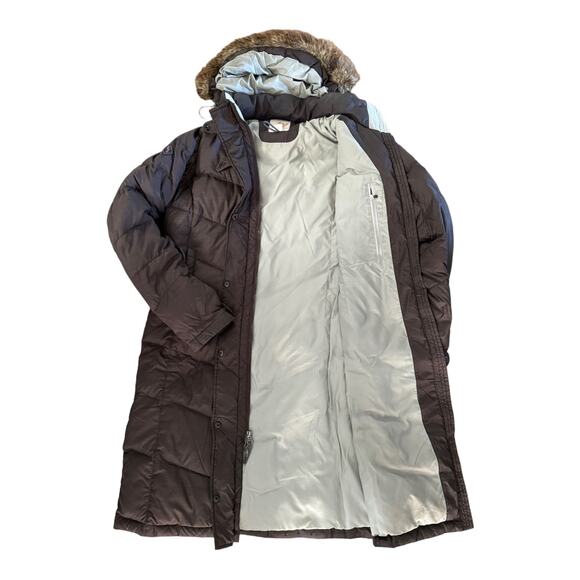 Eastern Mountain Sports Browm down coat removable Faux fur Hood size medium - Picture 7 of 12